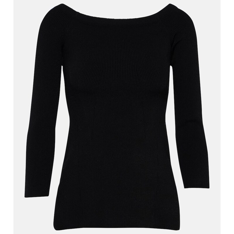 Veronica Beard Derick ribbed-knit off-shoulder sweater