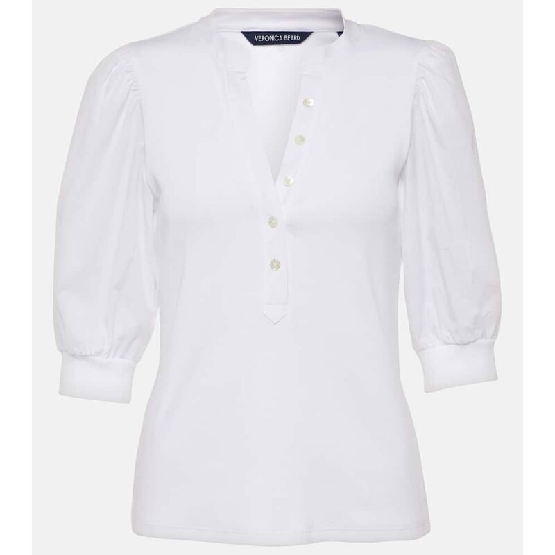 Veronica Beard Coralee puff-sleeve cotton-blend top
