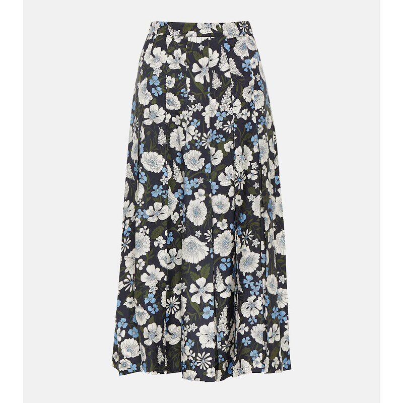 Veronica Beard Norris pleated silk-blend midi skirt