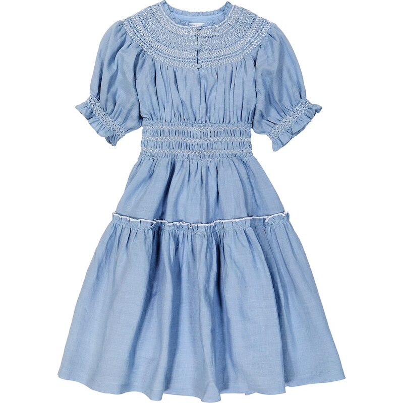 Cera Una Volta Evelina embroidered ramie dress