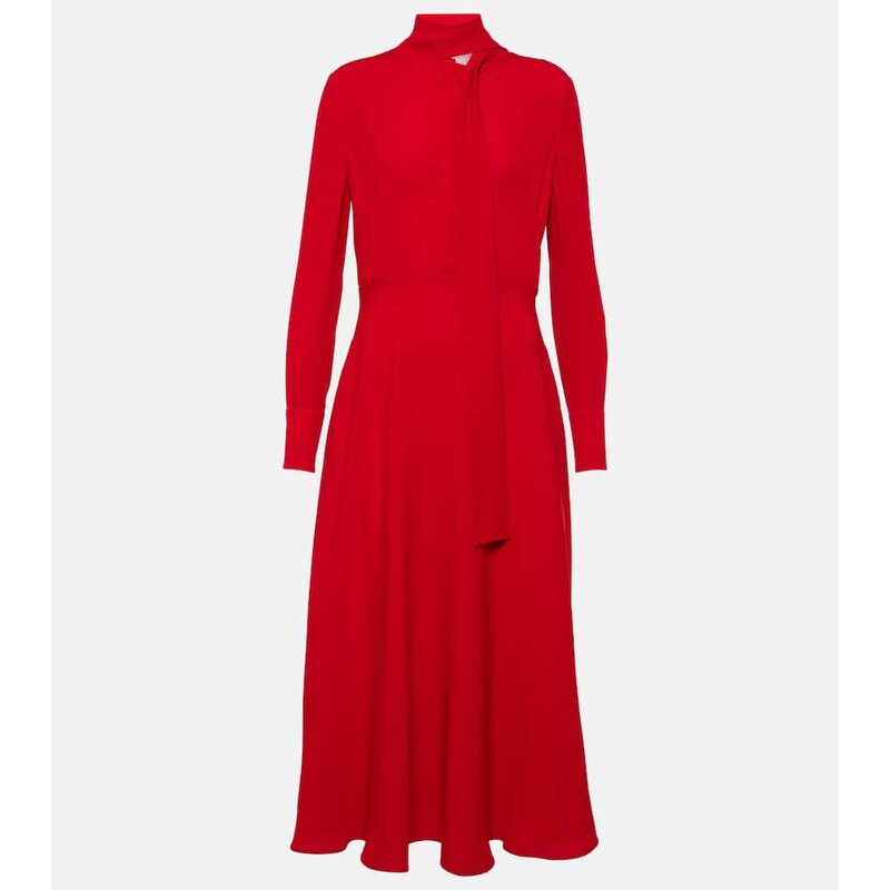 Valentino Tie-neck silk midi dress