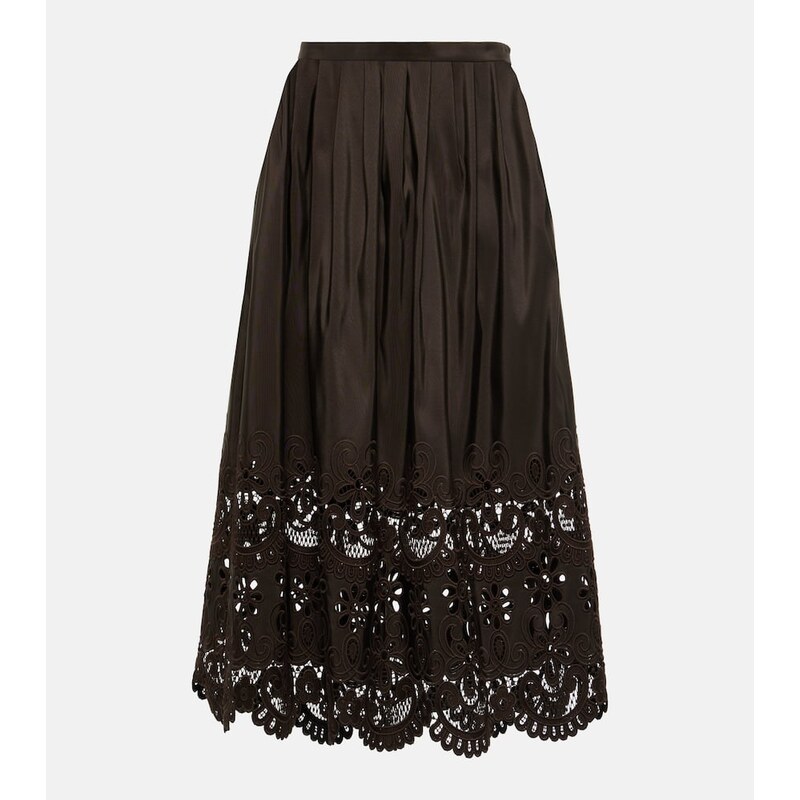 Valentino Broderie anglaise silk midi skirt