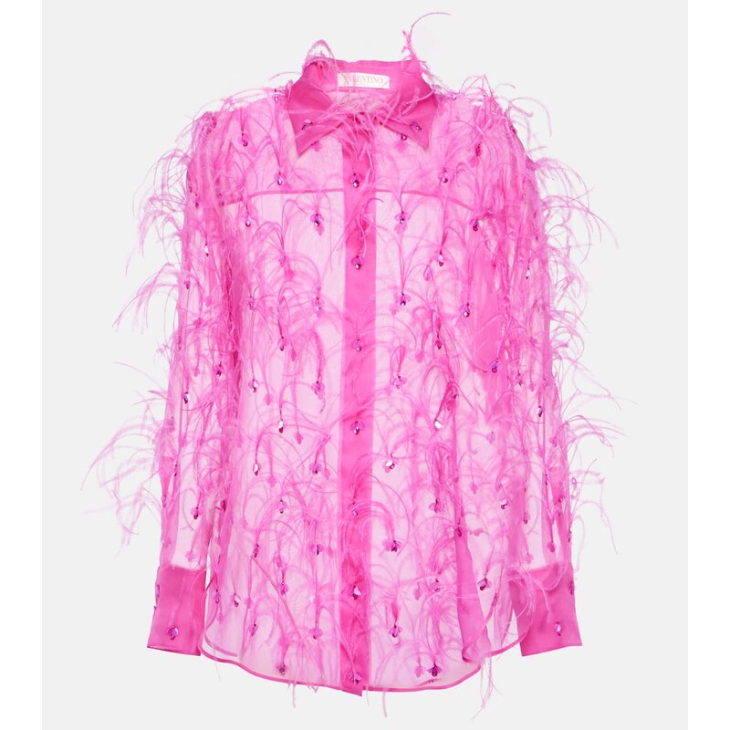 Valentino Embroidered silk organza blouse
