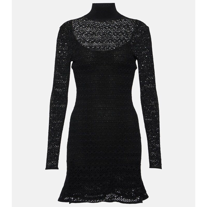 Tom Ford Open-knit minidress v černé barvě