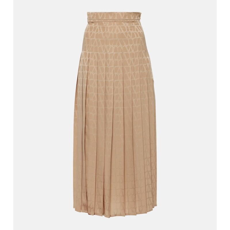 Valentino Toile Iconographe pleated silk midi skirt