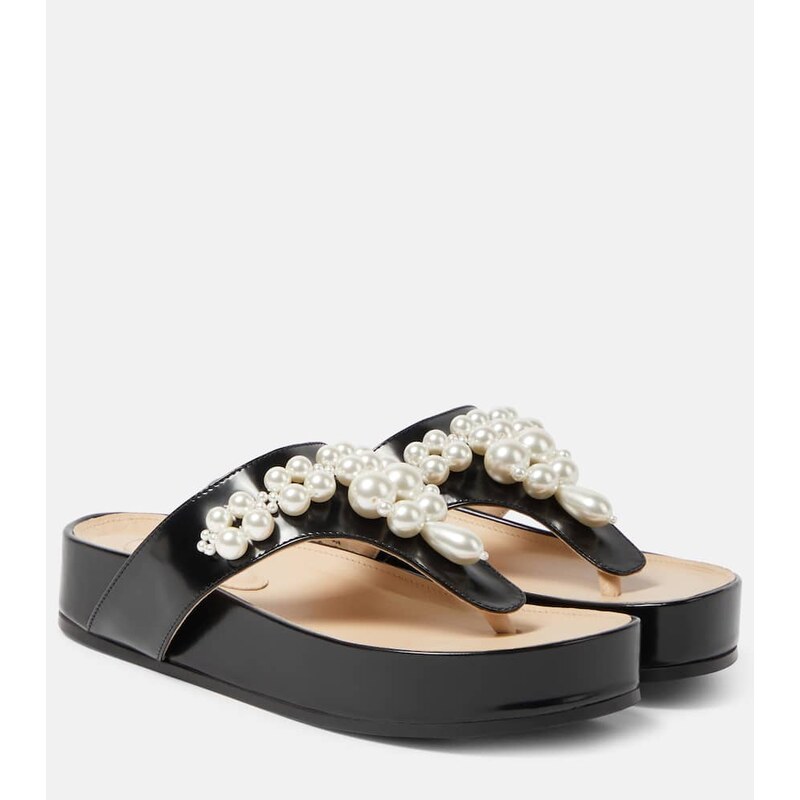 Simone Rocha Embellished leather thong sandals