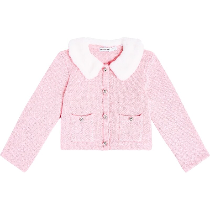 Self-Portrait Kids Faux fur-trimmed cardigan