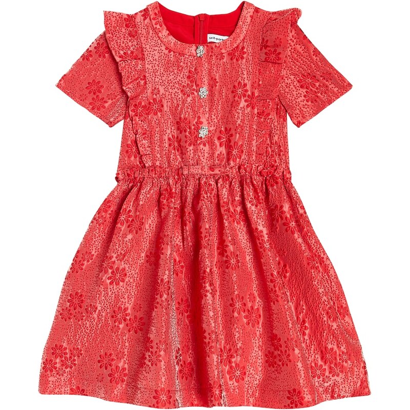 Self-Portrait Kids Floral cotton jacquard dress