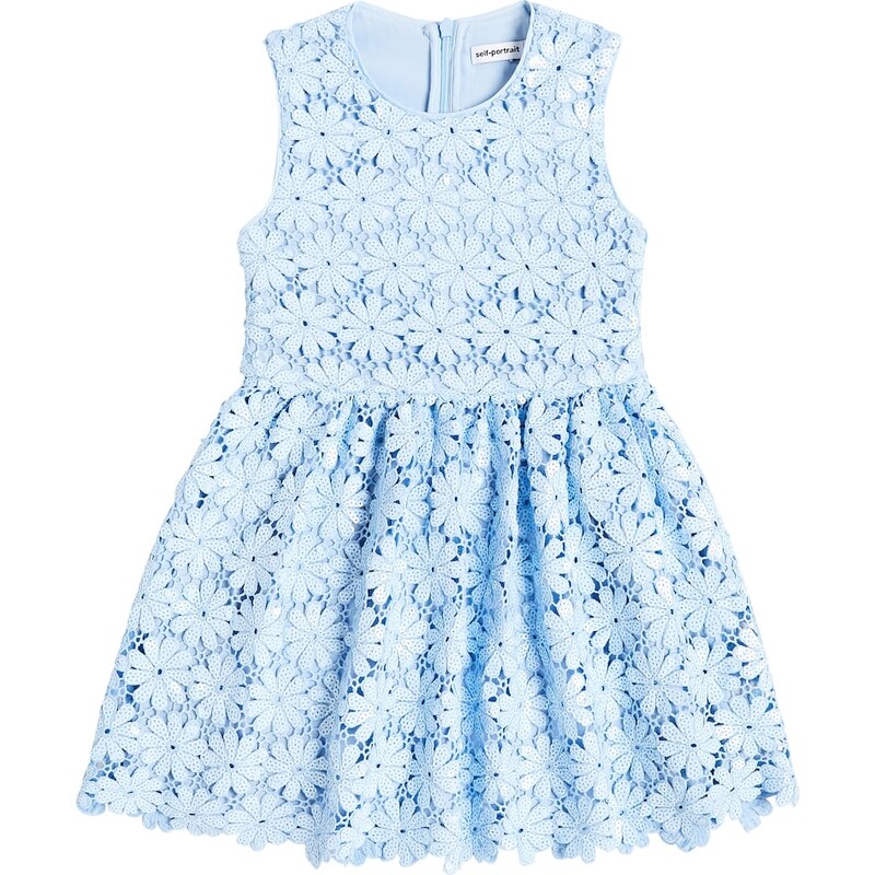 Self-Portrait Kids Sequined floral lace guipure dress