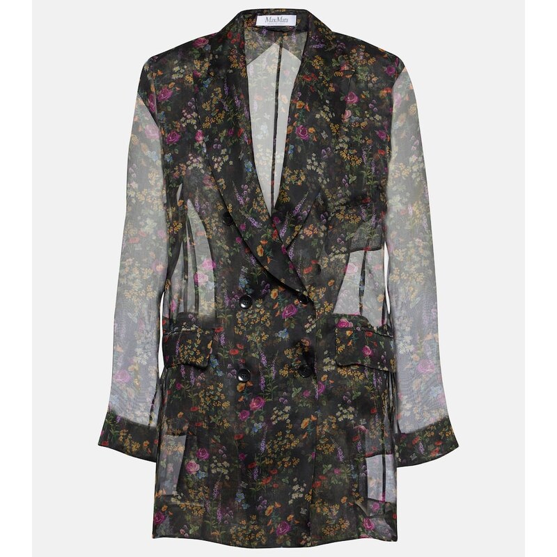 Max Mara Jabot floral silk organza blouse