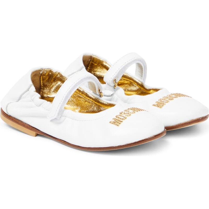 Moschino Kids Logo leather ballet flats