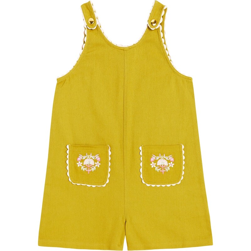 Louise Misha Elena embroidered cotton canvas playsuit