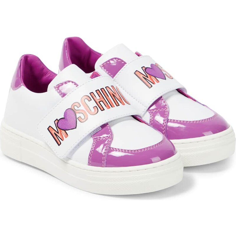 Moschino Kids Logo leather sneakers