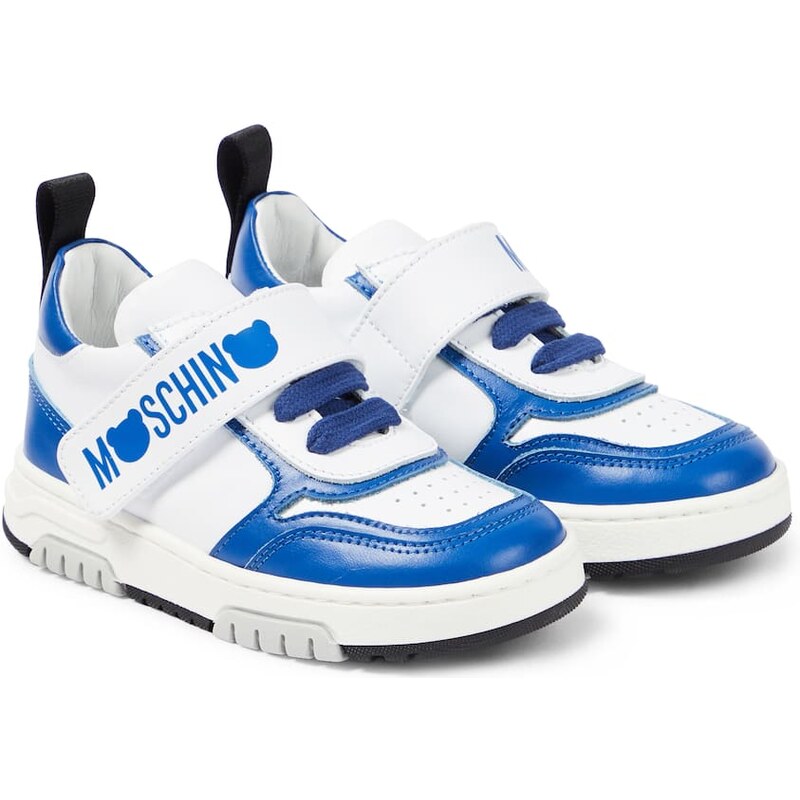 Moschino Kids Logo leather sneakers
