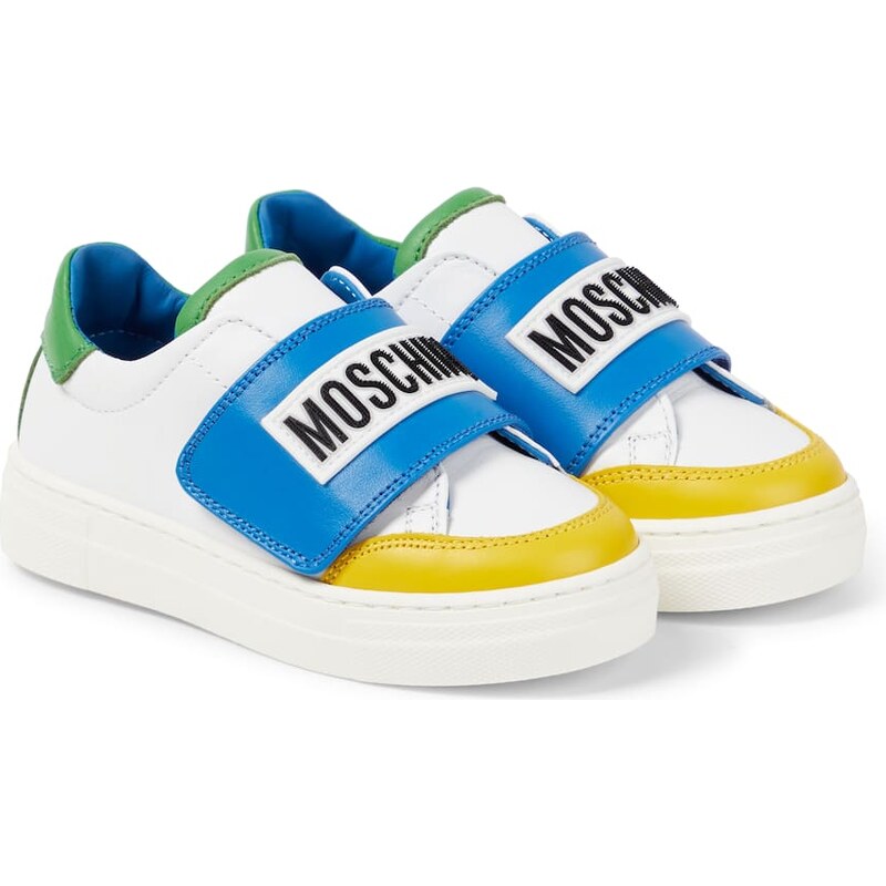 Moschino Kids Logo leather sneakers