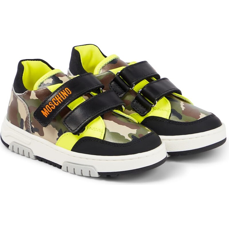 Moschino Kids Camouflage leather sneakers