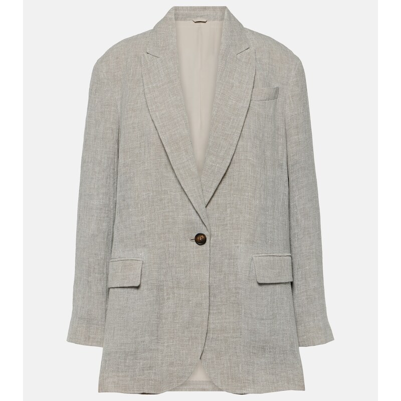 Brunello Cucinelli Oversized V-neck linen-blend blazer