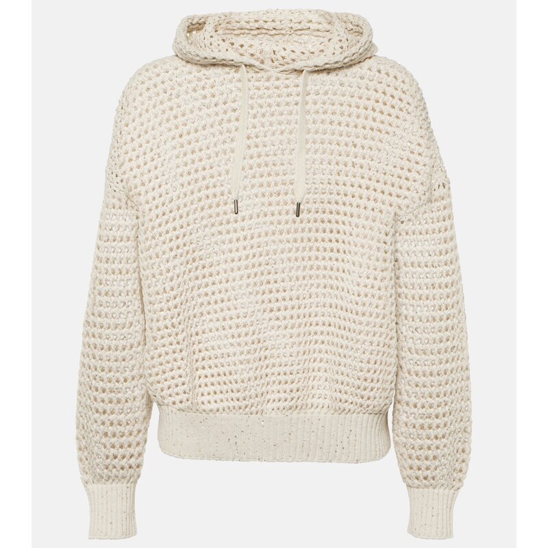 Brunello Cucinelli Open-knit cotton-blend hoodie