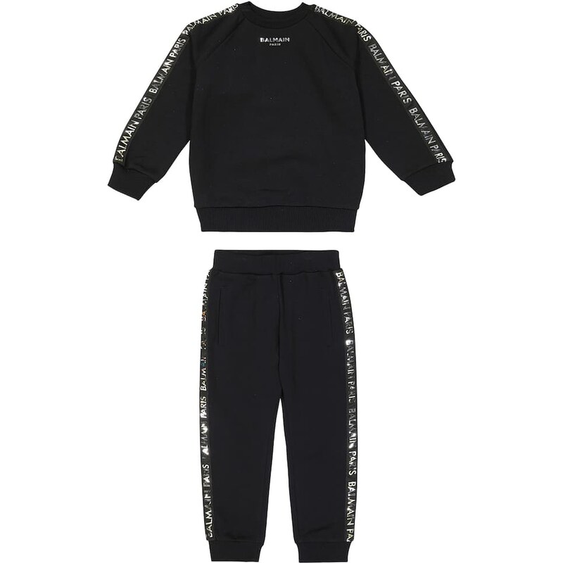 Balmain Kids Cotton fleece sweatshirt and sweatpants set