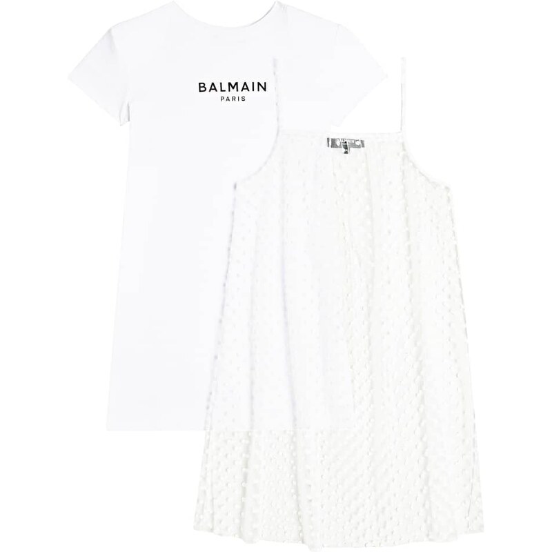 Balmain Kids Polka-dot cotton jersey dress