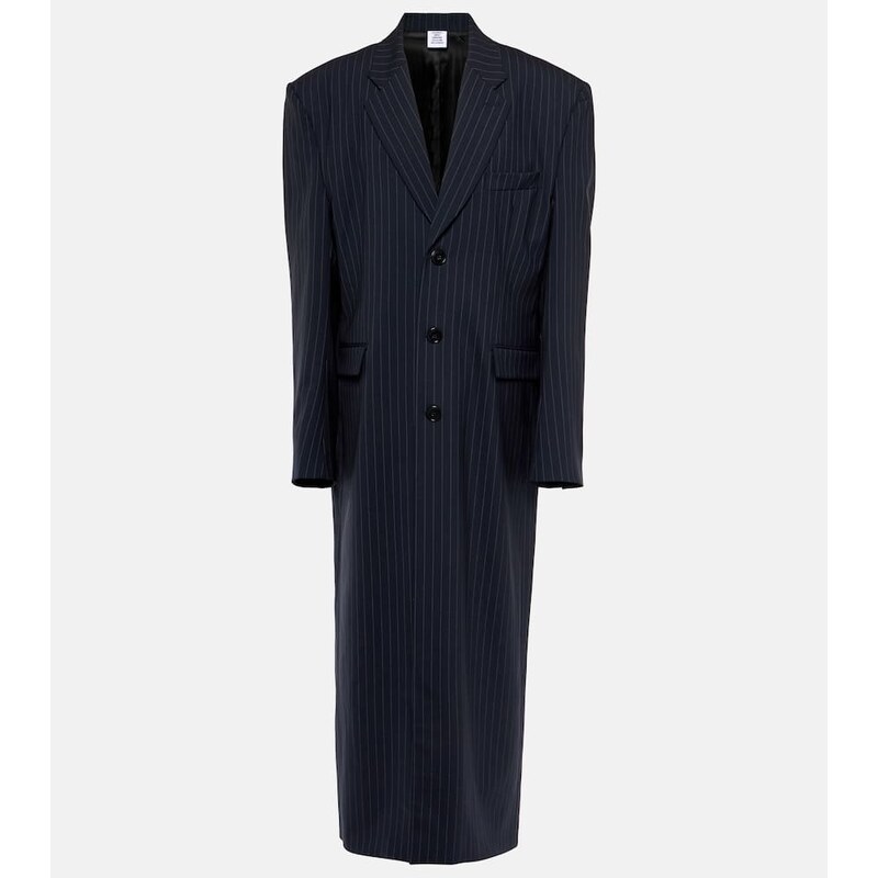 Dámský kabát z vlny s pinstriped vzorem
