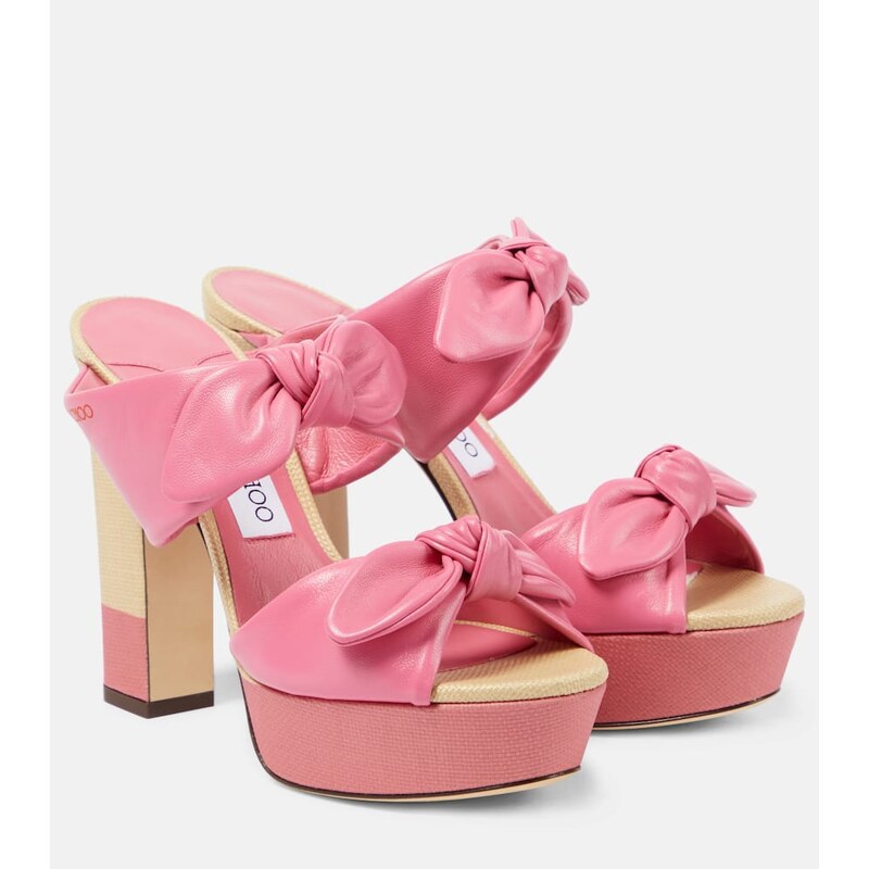 Jimmy Choo Rua 120 leather and raffia platform sandals