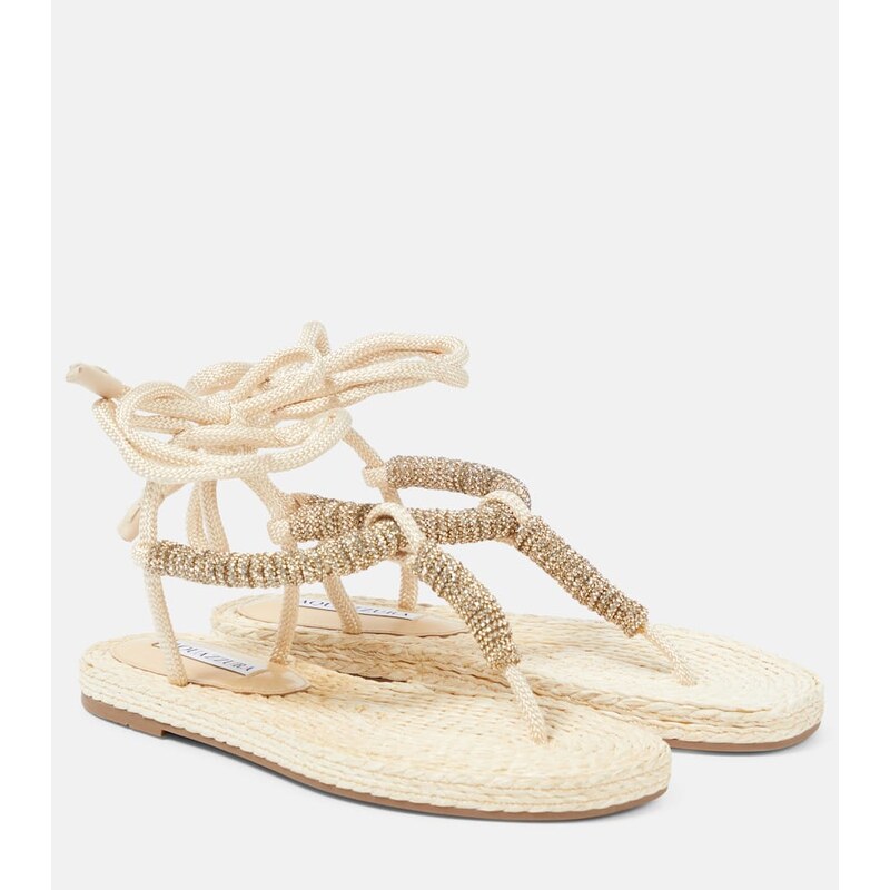 Aquazzura Sunkissed embellished thong sandals