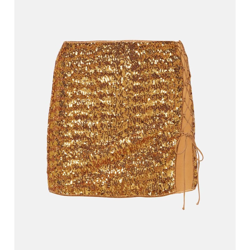 Oseree OsÃree Feather-trimmed sequined miniskirt