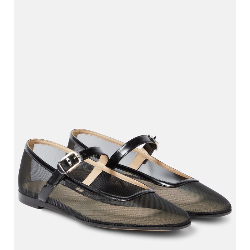 Le Monde Béryl Patent leather-trimmed mesh flats