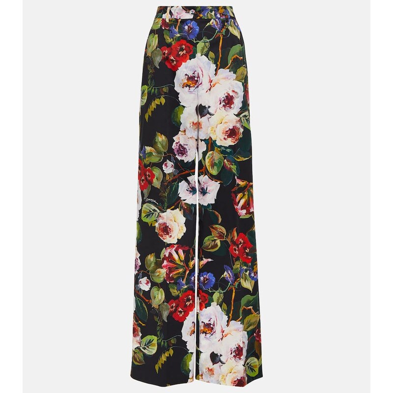 Dolce&Gabbana Floral cotton-blend wide-leg pants