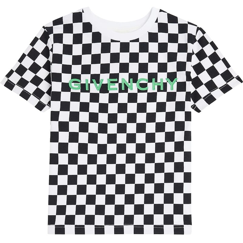 Givenchy Kids Logo checked cotton jersey T-shirt