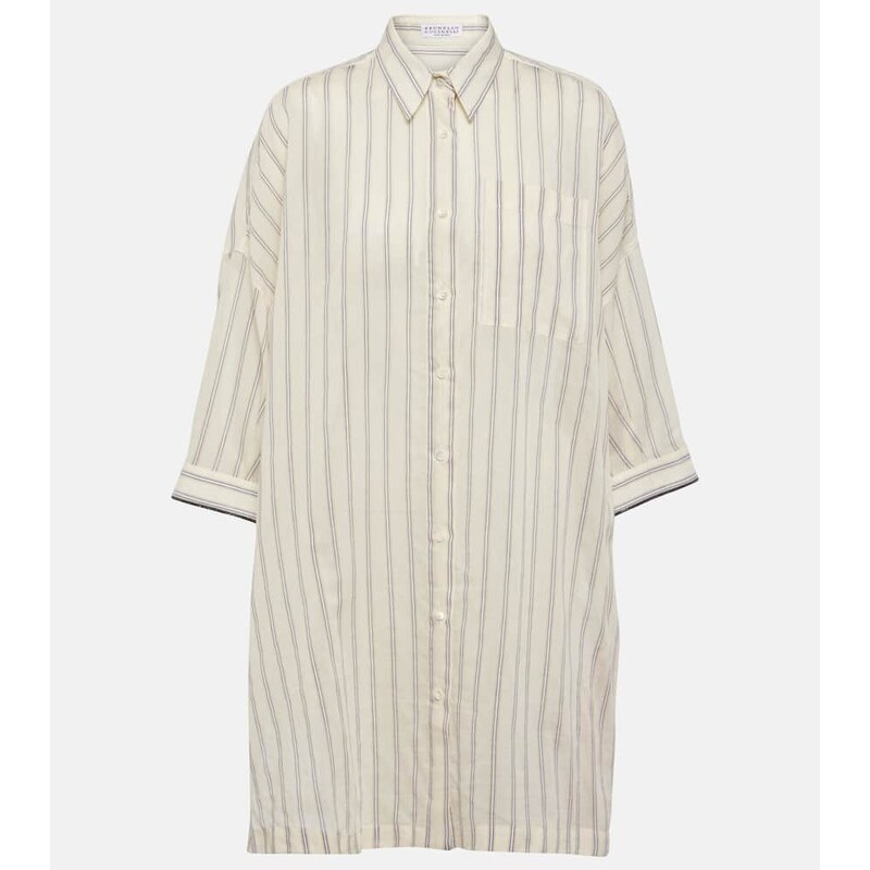Brunello Cucinelli Striped cotton and silk shirt