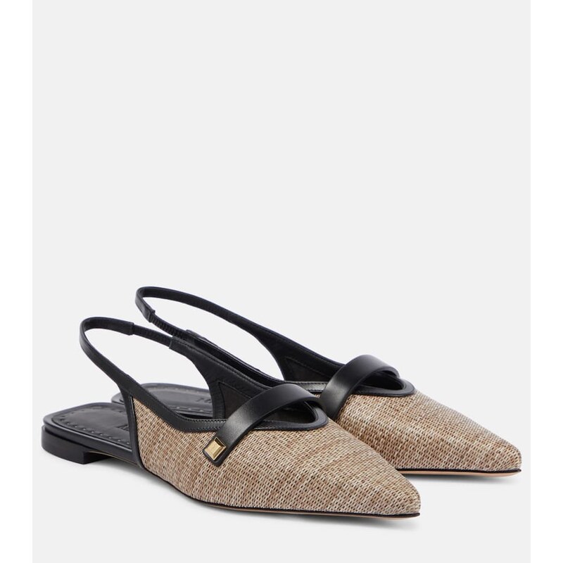 Max Mara Leather-trimmed slingback flats