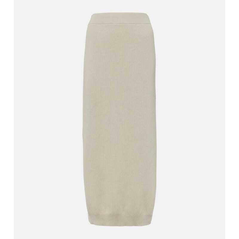 Brunello Cucinelli Ribbed-knit cotton midi skirt