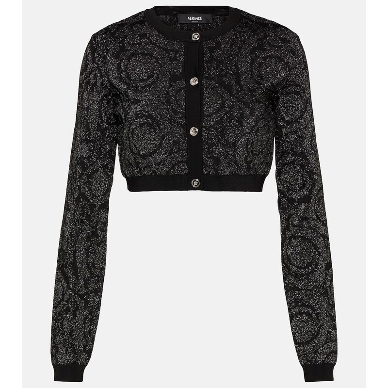 Cropped cardigan od značky Versace v barvě Black/Grizzly