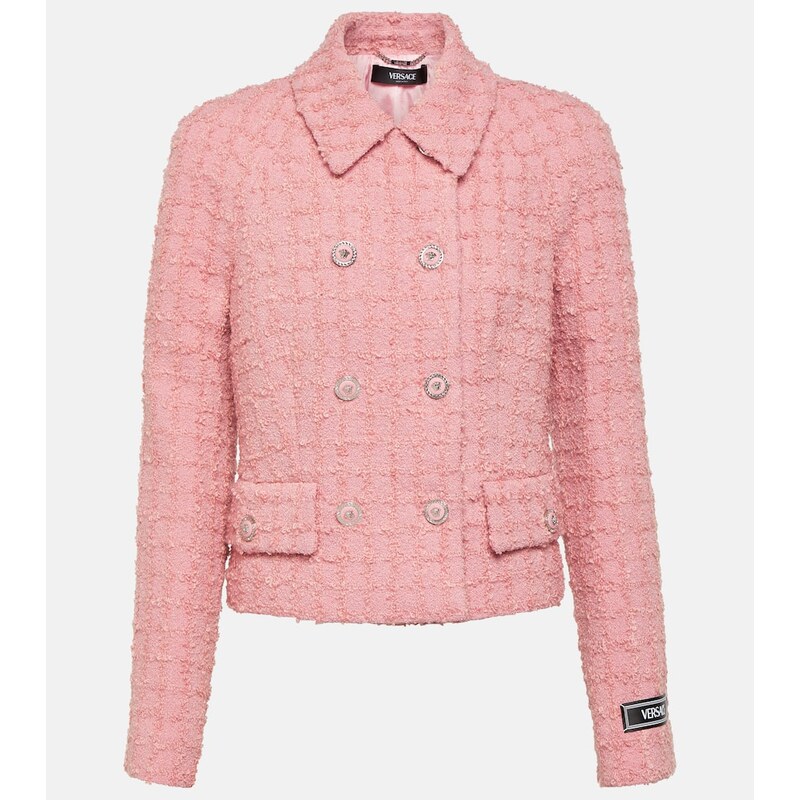 Dámská bunda z bouclé tweedu, barva pale pink