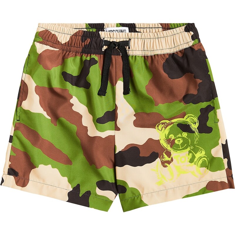 Moschino Kids Teddy Bear camouflage swim trunks