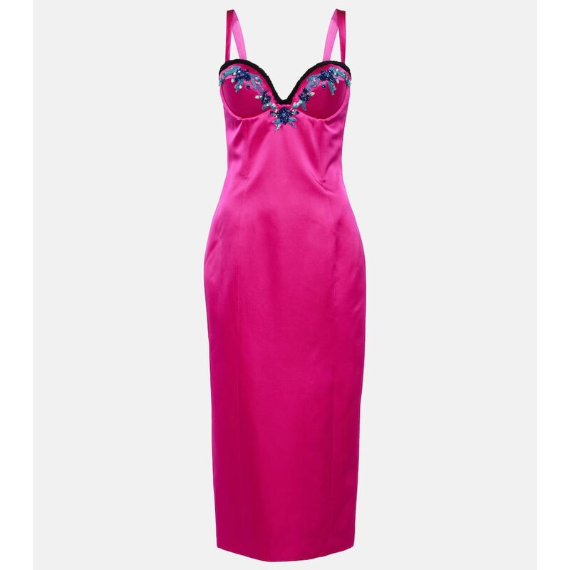 Miss Sohee Embellished satin midi dress