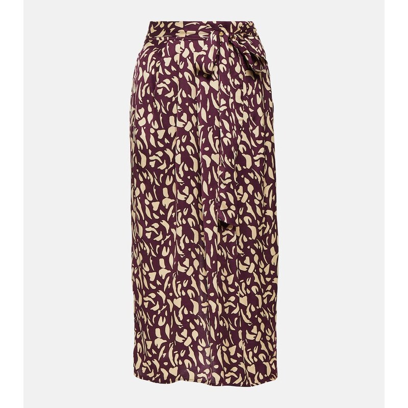 Velvet Juno printed satin midi skirt