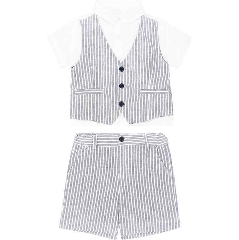Patachou Baby striped linen and cotton shirt and shorts set