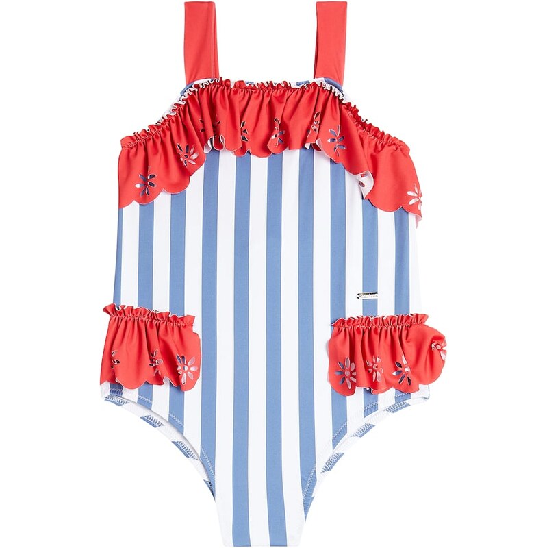 Patachou Striped ruffled swimsuit