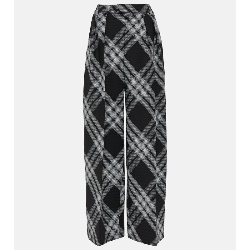 Burberry Checked wool wide-leg pants