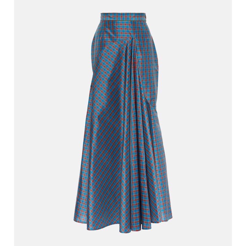 Vivienne Westwood Checked ruffled silk-blend maxi skirt