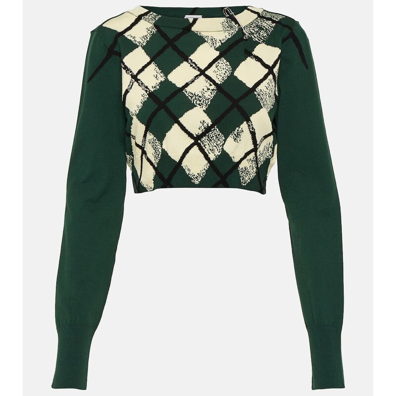 Burberry Argyle cropped cotton sweater
