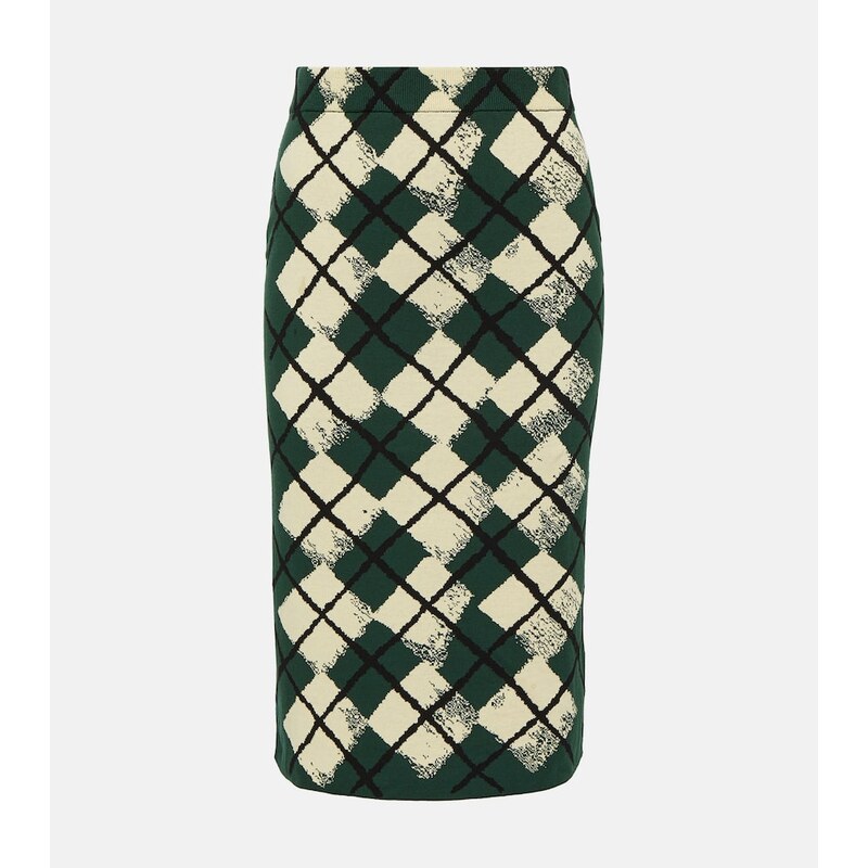 Burberry Checked cotton midi skirt