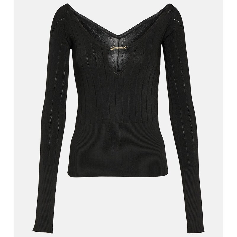 Jacquemus Le Haut Pralu logo ribbed-knit top