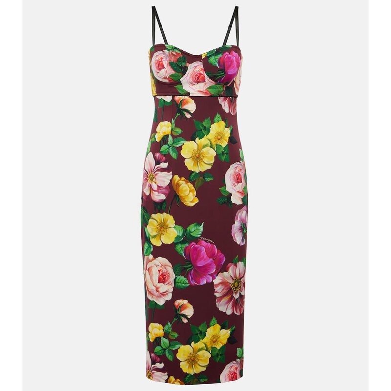 Dolce&Gabbana Floral silk-blend bustier midi dress