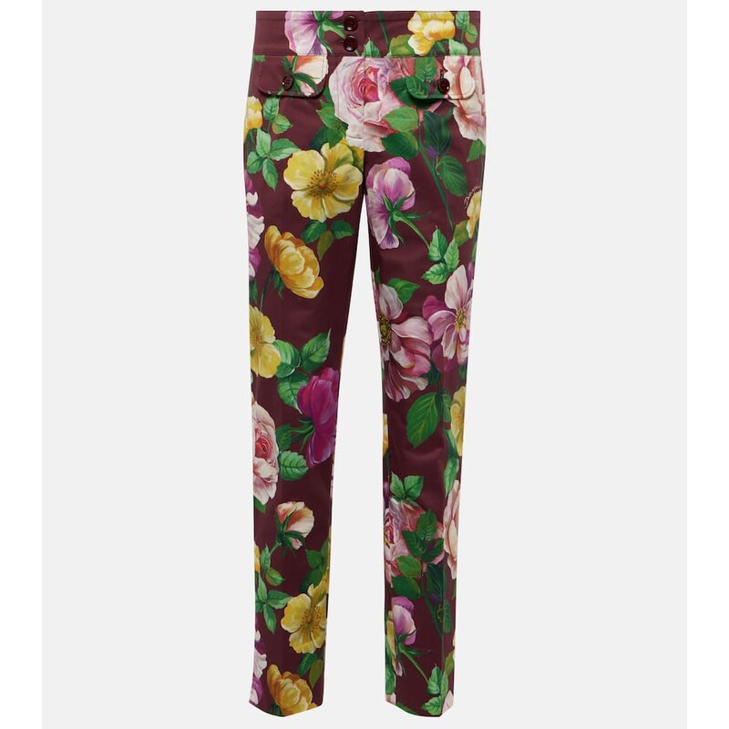 Dolce&Gabbana Floral low-rise cotton-blend pants