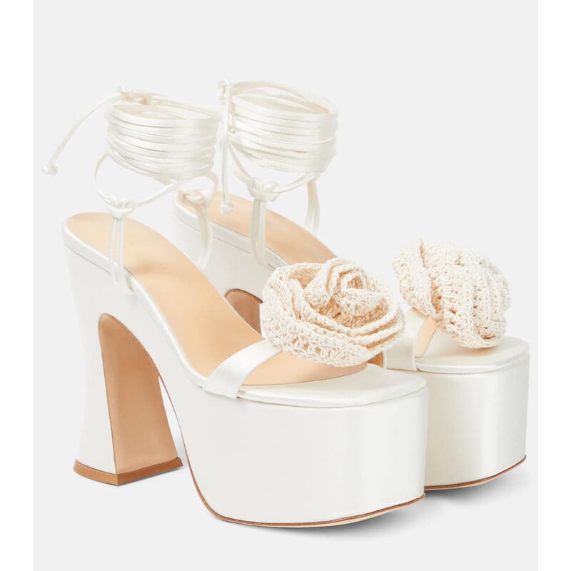 Magda Butrym Floral-appliquÃ satin platform sandals