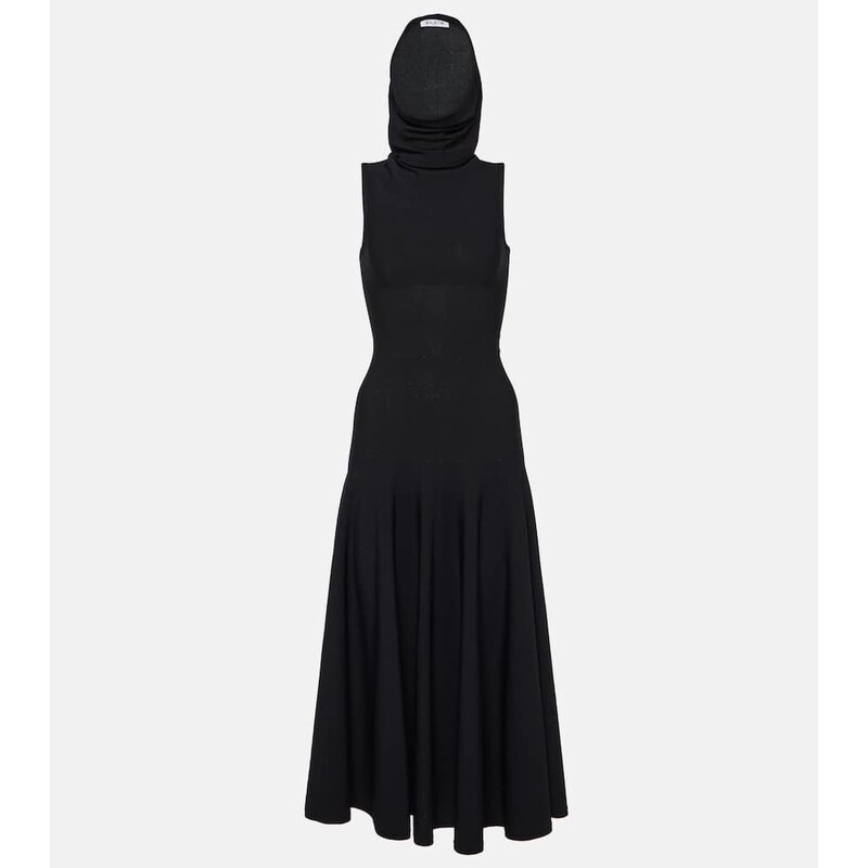 Alaïa Hooded jersey midi dress